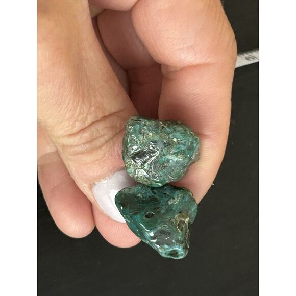 Vintage Men’s Turquoise Cufflinks Rustic Natural Nugget Rock In Brass - Picture 2 of 5